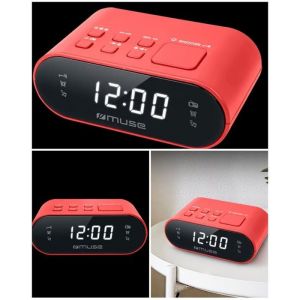 RADIO-R&Eacute;VEIL ROUGE PLL DOUBLE ALARME horloge 24h 20 stations - Occasion