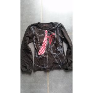T-Shirt In Extenso 6 Ans Noir Motif Cravate Rouge À Pois Blanc - Occasion