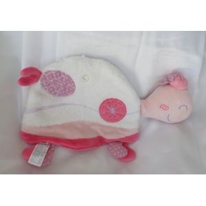 Doudou Plat Tortue Rose Blanc My Little Tortue Tess Sauthon - Occasion
