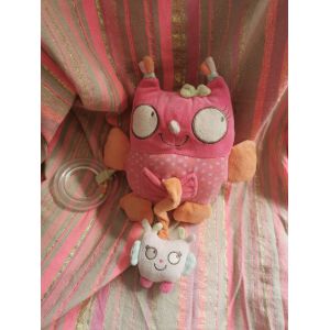 Doudou Eveil Hibou Chouette Rose Orange Pois Baby Tex - Occasion