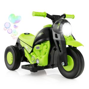 Moto &Eacute;lectrique 6 V Pour Enfants Avec 3 Roues Scooter Avec Cr&eacute;ateur De Bulles Klaxon Musique Et Lumi&egrave;res 3 Ans + Vert Helloshop26 20_0006713 - Occasion