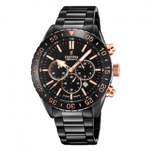 Festina Montre Homme Céramique F20577/1 Montre-Bracelet Acier Inoxydable Bleu Uf20577/1 - Occasion