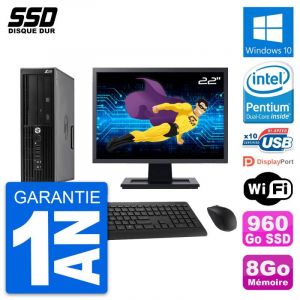 PC HP WorkStation Z220 SFF Ecran 22" G2020 RAM 8Go SSD 960Go Windows 10 Wifi - Occasion