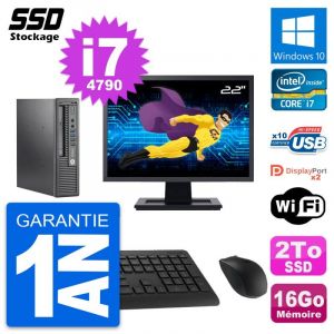 Mini PC HP 800 G1 USDT Ecran 22" Intel i7-4790 RAM 16Go SSD 2To Windows 10 Wifi - Occasion