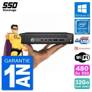 Ultra Mini PC HP 800 G2 DM Pentium G4400T RAM 32Go SSD 480Go Windows 10 Wifi - Occasion