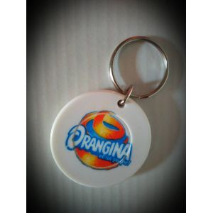 Original Porte-Clés Soda Orangina Avec Jeton De Caddie - Jamais Utilisé - Porte-Clé Anneau Pour Clés Et Pièce Caddi Intégré - Porte Clé Rond Plastique Souple Facile À Enlever Et Ranger - Diamètre 4 Cm - Occasion