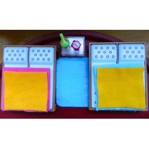 PLAYMOBIL Ensemble MOBILIER CHAMBRE avec LITS + COIFFEUSE + MIROIRS et ACCESSOIRES - Occasion