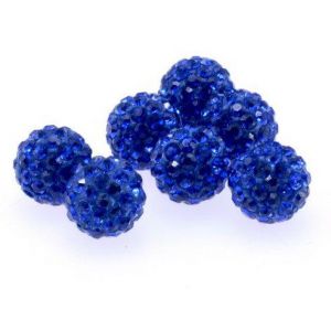 Lot De 10 Perles Style Shamballa Strass Cristal 10 Mm - Bleu Nuit - Occasion