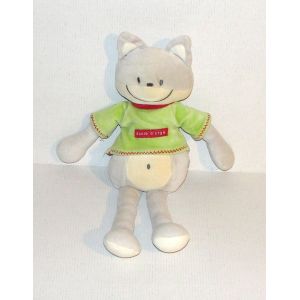 Doudou Chat Sucre D'orge Peluche Chat Polo Vert 35 Cm - Occasion