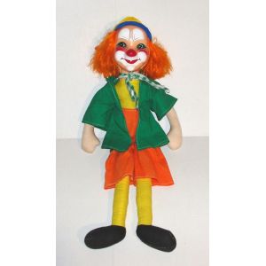 Clown Poupée De Chiffon Visage Rigide Cheveux Rouille - Peluche Clown Vintage Style Ari 53 Cm - Occasion