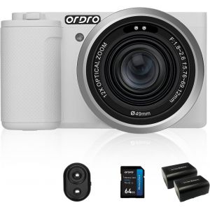 Ordro G730 Appareil Photo Sans Miroir Avec Vidéos 5K,Af/Mf,Zoom Optique 12X,Écran Variable,Appareil Photo Numérique Sans Miroir De 3,2"" Avec Carte Sd 64 Go(Standard Bundle,Blanc) - Occasion