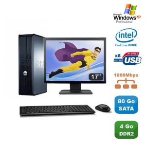 Lot PC DELL Optiplex 760 DT Dual Core E5200 2,5Ghz 4Go 80Go XP Pro + Ecran 17 - Occasion