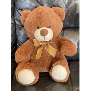 Doudou peluche ours marron assis 29cm Max et sax - Occasion