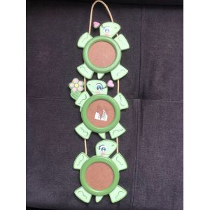 Porte photos tortues en bois (cadre triptyque) - Occasion