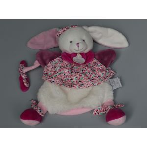 Doudou Lapin Blanc Rose Violet Marionnette Doudou Et Compagnie - Occasion