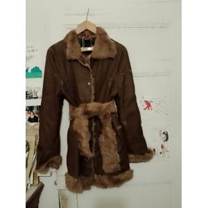 Veste En Cuir Mi Longue Fourr&eacute; 40 L. - Occasion