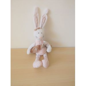 Doudou Lapin Blanc Beige Rose Tape A L'oeil - Occasion