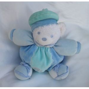 Doudou Peluche Ours Marin Bleu Et Blanc Broderie Poisson Argent&eacute; B&eacute;ret Turquoise Kaloo - Occasion