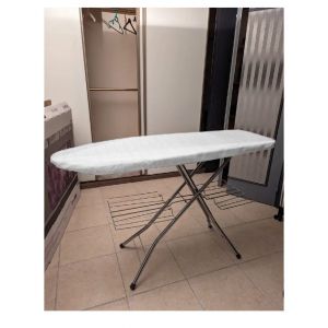 Table à repasser ACIER CHROMÉ PLANCHE 130cm PLIABLE REGLABLE MARQUE LIBELLULE FRANCE Pieds chromés plateau en parfait état Deux Grilles poser linge Larg 40cm Haut Ajustabl 55 à 100cm PRATIQUE SOLIDE . - Occasion