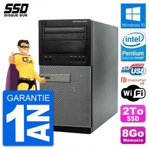 PC Tour Dell OptiPlex 7010 Intel Pentium G2020 RAM 8Go SSD 2To Windows 10 Wifi - Occasion