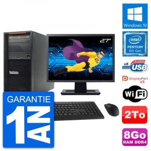 PC Tour Lenovo P320 MT Ecran 27" Intel G4400 RAM 8Go Disque 2To Windows 10 Wifi - Occasion