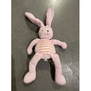 Doudou Peluche Lapin Rose Rayé Simba - Occasion