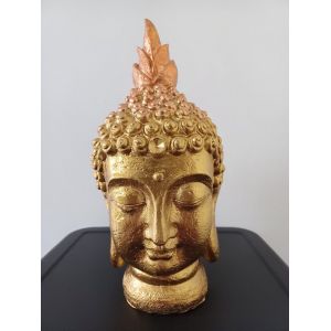 Statue R&eacute;sine T&ecirc;te de Bouddha Or 28 cm - Occasion