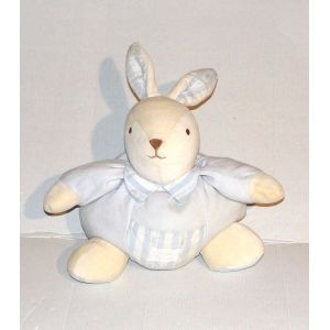 Doudou Lapin Boule Crême Bleu Patapouf Vintage Tartine Et Chocolat - Occasion