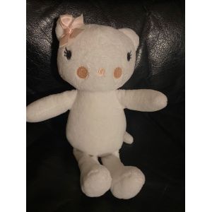 Doudou Chat Ours Blanc Noeud Rose Premaman 22 Cm - Occasion