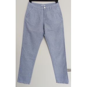 Pantalon Rayé Bleu Et Blanc. Promod. Coton. Lin. Taille 38 - Occasion