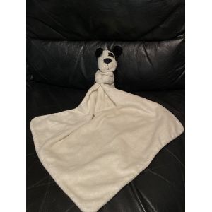 Doudou peluche chien noir et blanc mouchoir JELLYCAT London Black White Puppy Dog m - Occasion