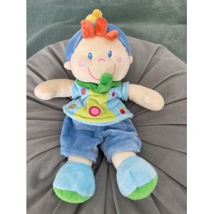 Doudou peluche mots d'enfants gar&ccedil;on &eacute;charpe verte - Occasion
