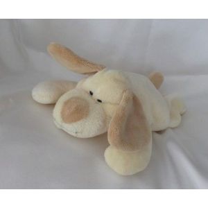 Doudou Peluche Chien Allong&eacute; Ecru Truffe Oreilles Queue Beige - Occasion