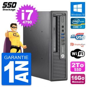 Mini PC HP EliteDesk 800 G1 USDT Core i7-4790 RAM 16Go SSD 2To Windows 10 Wifi - Occasion