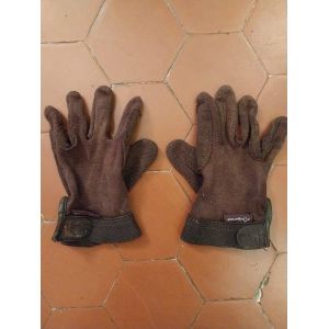 Gants D'&eacute;quitation Jersey Coton Marron Fouganza - Occasion