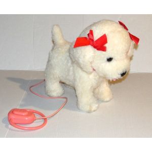 peluche interactive chien en laisse qui aboie se promene et remue sa queue - Occasion