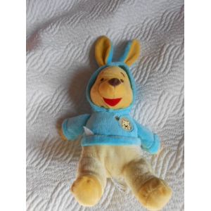 Doudou Winnie Pull Capuche Lapin Bleu Abeille Nicotoy Simba Disney 24cm Sans Les Oreilles Pois - Occasion