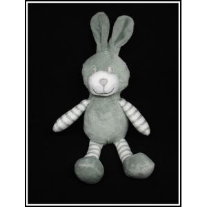 Doudou Tomkids Lapin Gris Raye Blanc - Occasion