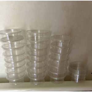 Petite Ou Grande Boîte Ou Pot Alimentaire Ronde Avec Couvercle En Plastique Transparent - Occasion