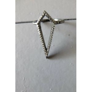 Bague 247 Argent Noir Losange Et Strass T 53 - Occasion