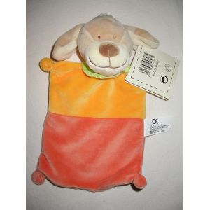 Doudou Peluche Plat Chien Hund Dog Lapin Jaune Et Orange Cora Nicotoy 21cm - Occasion