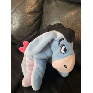 Doudou peluche &acirc;ne bourriquet bleu et rose 14cm - Occasion