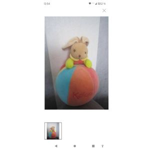 Doudou culbuto multicolore lapin balle rose - Occasion