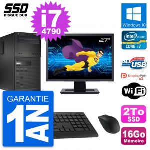 PC Tour Dell XE2 Ecran 27" Intel Core i7-4790 RAM 16Go SSD 2To Windows 10 Wifi - Occasion