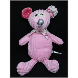 Doudou Peluche Souris "Coquelicos" Simply - Deglingos- Rose - Env. 33 Cm - Occasion