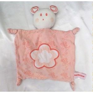 Doudou Peluche Plat Rose Orange Souris Fleurs Orchestra - Occasion