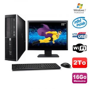 Lot PC HP Elite 6000 Pro SFF E5400 2.7Ghz 16Go Disque 2To WIFI W7 Pro + Ecran 22 - Occasion
