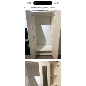 Hauteur : 190 Largeur: 120 Profondeur : 50 Miroir De Fa&ccedil;ade : 20 Compartiments : 4 Cot&eacute; Droit, 1 Gauche Espace En Bas Double Portes 80 Cm De Hauteur Avec Cintre (D&eacute;montable) - Occasion