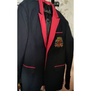 Veste Nationale De La République Démocratique Du Congo Noire Et Rouge Unité Travail Progrès Éléphant Lion Écusson Taille 40 - Occasion