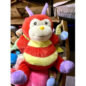 Doudou Peluche Nounours Abeille Ray&eacute; Rouge Jaune Mauve - Occasion